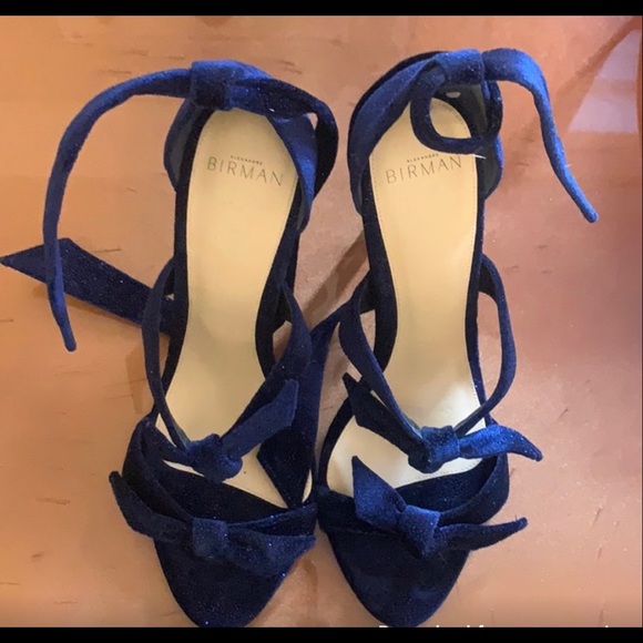 Alexandre Birman Knot Sandals Blue Black Velvet Sparkly - Picture 4 of 4